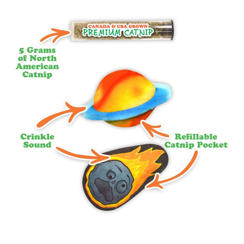 Meowijuana Get Spacey Refillable Planet and Meteor 2 Pack - Poudre Pet & Feed Supply 2